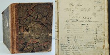 1834 antique JOURNAL DIARY paris me E A HUBBARD farm business weather picture