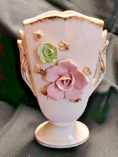Vintage Handpainted Tilso Raised Rose Mini Vase 5 inch Made In Japan picture