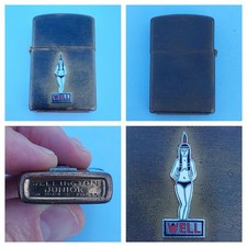 Vtg 1955 Wellington Junior Brass Lighter Pinup Indian Maiden Well 1934-5-20-55 picture