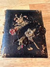 Antique Victorian Cabinet Photo Album 1880's Wire Latch 3 Tintype Pics 2 Paper picture