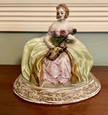 Vintage Guido Cacciapuoti Italy Hand Painted Porcelain Lady w/Violin Figurine picture