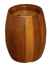 Vintage Wood Bank Round Barrel - Made in Taiwan Republic of China No Key picture