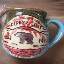 Vintage Zephyr Cove pottery Mug, Lake Tahoe, collectible, 3D picture