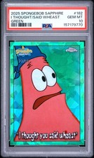 2025 Topps Chrome SpongeBob Sapphire you said wheast Green Refractor #/99 PSA 10 picture