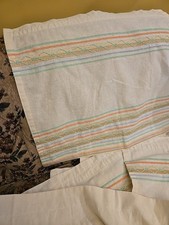 9 Vtg Pastel Southwest Cafe Curtains Panels Woven Trim Muted Colors 1 Valance picture