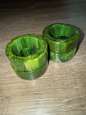 Set 4 Vintage Marbled Green/Yellow Spinach Bakelite Napkin Rings Holders Rare picture