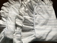2 VTG Blue & White Striped Ruffled Pillow Shams 1987 Eileen West Shabby Chic picture