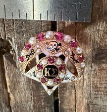 Antique c1921 14K Kappa Sigma Delta Alpha Carnegie Tech Ruby Pearl Badge   named picture