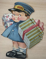VTG 1919 Mechanical Twelvetrees Valentine-Chubby Rosy Cheek Delivery Boy w/ Gift picture