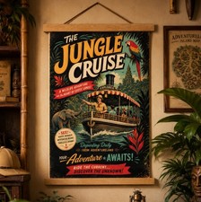 Adventureland Jungle Cruise Themed Custom Art Canvas Print with Wooden Hanger picture