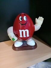 Vintage 1992 Standing Plain Red M&M Candy Dispenser Pull Hand Lever Works Great picture
