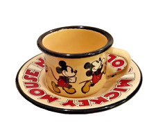 RARE Vintage Disney MICKEY MOUSE Collection Coffee Tea Cup & Saucer Enamel 1990s picture