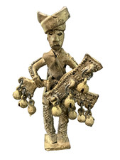 VINTAGE T'boli Figure Tribal Warrior Bells Brass Sculpture Art Philippines Statu picture