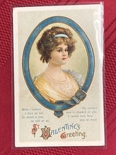 Pretty LADY Clapsaddle Signed Valentine Antique Vtg Emb IAPC Germany Postcard picture