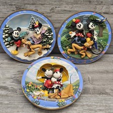 Disney 3D Bradford Exchange Plate Lot (3) Mickey Minnie Pluto picture
