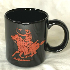 Marlboro Mug Cowboy Horse Coffee Cigarette Tobacco Vintage Black Ceramic picture