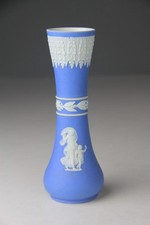Antique Wedgwood Blue Jasperware Dip Vase 8