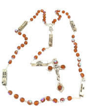 Topaz AB Aurora Borealis Crystal Bead Mysteries Life of Jesus Rosary From Italy picture