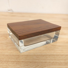 Vtg 1930s Siamese Rosewood Cut Glass Lidded Trinket Box MCM Mid Century Antique picture