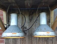  A Pair Of Vintage 'REAL' Industrial Reclaimed Ceiling Lights Classic Salvage  picture