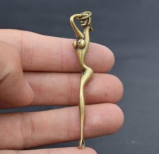 Exquisite old china Collectibles brass carving beautiful nude woman Ear scoop picture