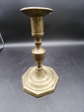 Antique Mid-19th Century Cast Bronze Candlestick Octagonal Base 7.5