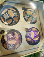 Christian Siriano Glass Ball Ornaments Set of 4 Floral Multicolor Holiday NEW picture