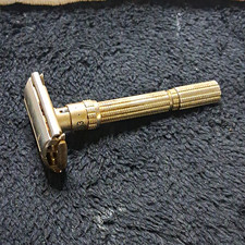 Vintage Gillette Gold Tone Adjustable Double Edge Safety Razor Made in USA picture