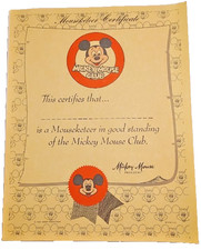 Disney - 1970s MICKEY MOUSE CLUB - Mouseketeer Certificate - Authentic Old Stock picture