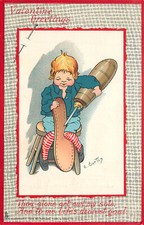 Tuck Postcard Love's Labor Series 3 S/A Curtis Cobbler With Giant Valentines Awl picture