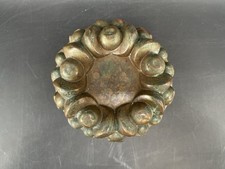 antique copper or brass jelly or cake mold scalloped, fluted floral design picture
