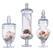3-Pack Glass Apothecary Jars with Lids – Decorative Candy Storage Containe picture