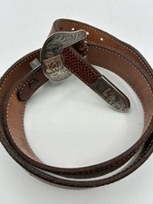 VTG Western Womens Karung Skin Belt Sterling And 10K Gold Buckle 1.25 W  35.5 L picture