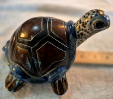 Handcrafted Ceramic Turtle Figurine Hand Painted Speckle Home Decor Folk Art 6