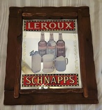 Hiram Walker Leroux Schnapps Framed Bar Mirror 23x27.5 vintage rare 80s picture