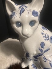 Vtg Elpa Alcobaca Ceramic Cat Glass Eyes Collectible 11
