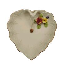 Arnart Antique Beautiful Bisque Porcelian Heart Shaped Trinket Dish with Flowers picture
