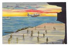 Aviation Postcard WWll Action Aboard an Aircraft Carrier Navy Military Linen picture