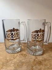 Pair Vintage Golden Nugget Glass Beer Mugs Las Vegas Casino picture