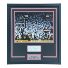 Ray Allen Autographed Miami Heat (Game-Tying Shot) Deluxe Framed 11x14 Piece - J picture