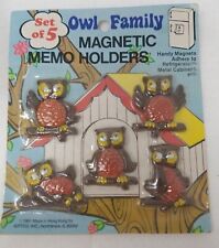 Owl Family Magnetic Memo Holders Googley Eyes 1980s Set of 5 Sealed picture