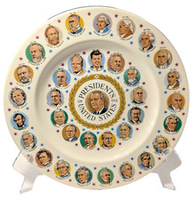 Vintage US Presidents Commemorative Plate LBJ Center JFK Ring Stand Included picture