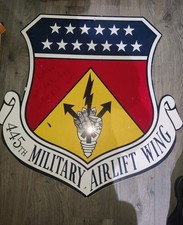 Vintage USAF 445th Airlift Wing Metal Wall Sign,Nb picture