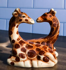 Zoo Safari Giraffe Lovers Ceramic Magnetic Salt Pepper Shakers Set Figurines picture