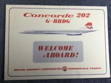 BAC Aerospatiale Concorde 202 G-BBDG Endurance Flight Welcome Onboard Card 1975 picture