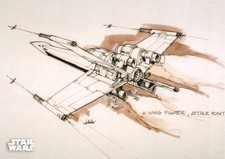 2018 Topps Star Wars A New Hope Black & White CONCEPT ART CA-12 / X-WING picture