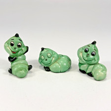 Vtg Set 3 Ceramic Anthropomorphic Caterpillar Figurine Kitsch Planter Decor Worm picture