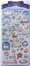 GAIA Winter Bird Long-tailed Tit Snowman Jewel PVC Sticker Sheet Japan picture