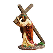 Jesus Statue with Cross Religious Jesus Statues Desktop Ornament Catholic Decor picture