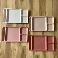 Vintage Tupperware Divided Trays Muted Matte Pink & Cream Set of 4 1535-1 VTG picture